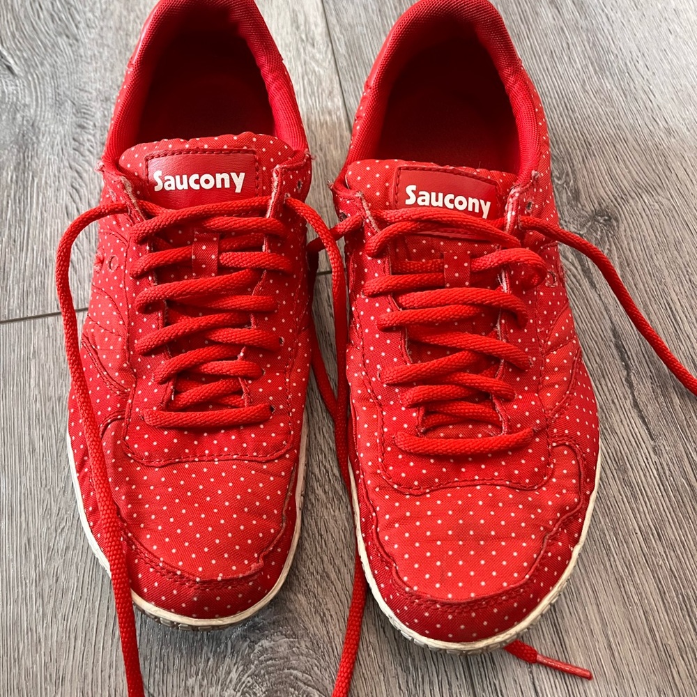 Saucony Red Sneakers with White Dots